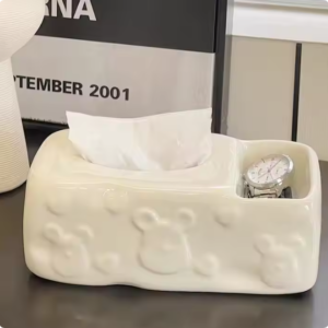 light luxury ceramic tissue box bear design with storage napkin drawer tabletop paper box for living room decor