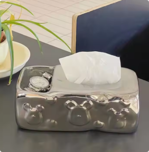 light luxury ceramic tissue box bear design with storage napkin drawer tabletop paper box for living room decor