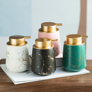 Marble Pattern Ceramic Lotion Dispenser Foaming Pump Soap Dispenser Chassis Bathroom Accessory Sets for Bathroom
