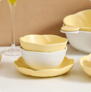 matte surface ceramic dinnerware set with embossed pattern porcelain plate bowl and sauce dish for daily home use color enamel