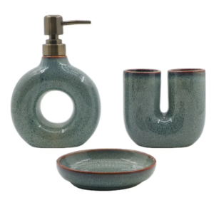 Modern 3PCS Luxury Pearl Glazed Ceramic Bathroom Fittings Accessories Sets Irregular U Shape Bathroom Sets for Home and Hotel