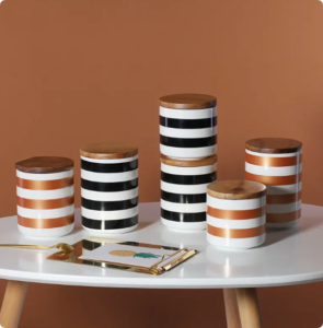 modern eco friendly ceramic storage jar with lid novelty design cover for kitchen storage and restaurant use cylinder shape ceramic jar