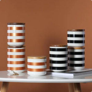 modern eco friendly ceramic storage jar with lid novelty design cover for kitchen storage and restaurant use cylinder shape ceramic jar