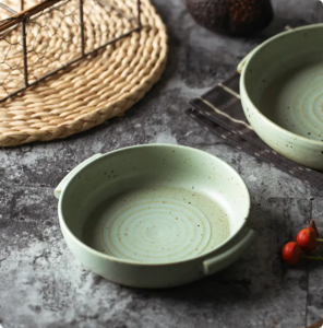 New Arrival Ceramic Round Baking Pan 7Inch 8inch Eco-friendly Roasting Cooking Ceramic Bakeware Plate Nordic Baking Pan bake