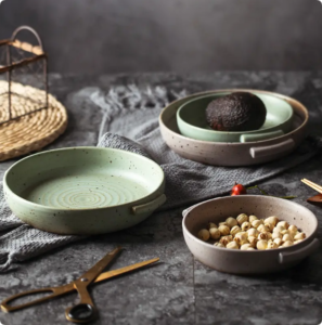 New Arrival Ceramic Round Baking Pan 7Inch 8inch Eco-friendly Roasting Cooking Ceramic Bakeware Plate Nordic Baking Pan bake