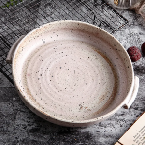 New Arrival Ceramic Round Baking Pan 7Inch 8inch Eco-friendly Roasting Cooking Ceramic Bakeware Plate Nordic Baking Pan bake
