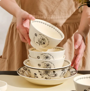Nordic 8 Inch Dinner Plate Classical Porcelain Ceramic Dishes Dinnerware Tableware Wedding Vintage Plates&Bowls dinnerware