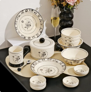 Nordic 8 Inch Dinner Plate Classical Porcelain Ceramic Dishes Dinnerware Tableware Wedding Vintage Plates&Bowls dinnerware