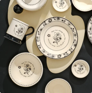 Nordic 8 Inch Dinner Plate Classical Porcelain Ceramic Dishes Dinnerware Tableware Wedding Vintage Plates&Bowls dinnerware