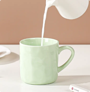 best selling blue designer styling ceramic spray printed coffee mug with unique handle (copy)