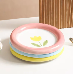 personalized new design simple salad fruit food cake ceramic dishes wedding party steak flower ceramic plates porcelain plate
