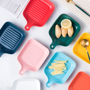 nordic ceramic baking dishes pan cake baking tools trays with gold rim non stick kitchen accessories bakeware gold