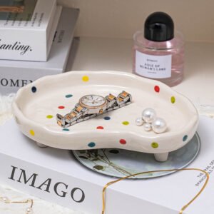 Chubby Ceramic Jewelry Tray Cute Cloud Decor Trinket Dish Watch Keys Tray Cloud Shape Ceramic Plate Gift