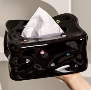 redeco new arrival creative diamond encrusted tissue box ceramic napkin box high end light luxury living dining room decoration ceramic