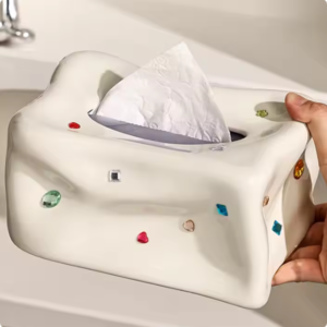 redeco new arrival creative diamond encrusted tissue box ceramic napkin box high end light luxury living dining room decoration ceramic