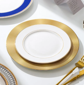 wholesale tableware nordic style black marble design dishes round ceramic plates sets porcelain dinnerware flat restaurant plate set (copy)