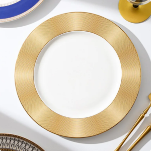 wholesale tableware nordic style black marble design dishes round ceramic plates sets porcelain dinnerware flat restaurant plate set (copy)