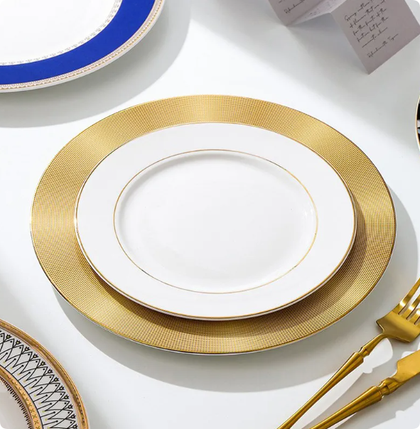 wholesale tableware nordic style black marble design dishes round ceramic plates sets porcelain dinnerware flat restaurant plate set (copy)