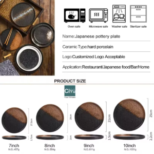 wholesale black porcelain ceramic white and black plate matte crockery dinner plate sets dish hotel restaurant dinnerware plates set