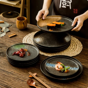 nordic style ceramic dinner plate restaurant porcelain steak plate retro personalized solid color household breakfast plate for home (copy)