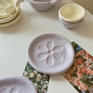 wholesale cream style ins inspired tableware set ceramic rice & plate eating bowl dinnerware combination for households