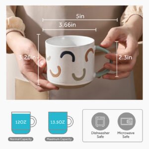 wholesale porcealin 12oz smile pattern ceramic coffee mug with handle