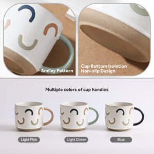 wholesale porcealin 12oz smile pattern ceramic coffee mug with handle