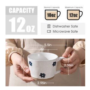 wholesale stoneware 12oz petal pattern ceramic coffee cup with handle