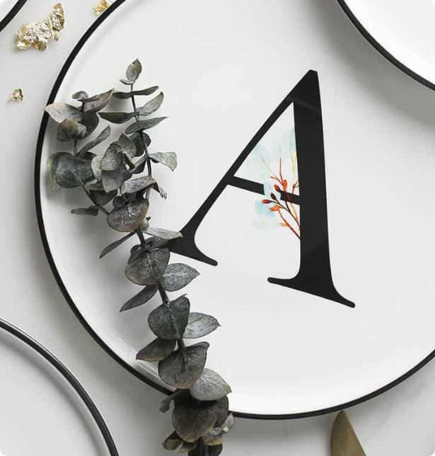 black and white ceramic tableware a to z