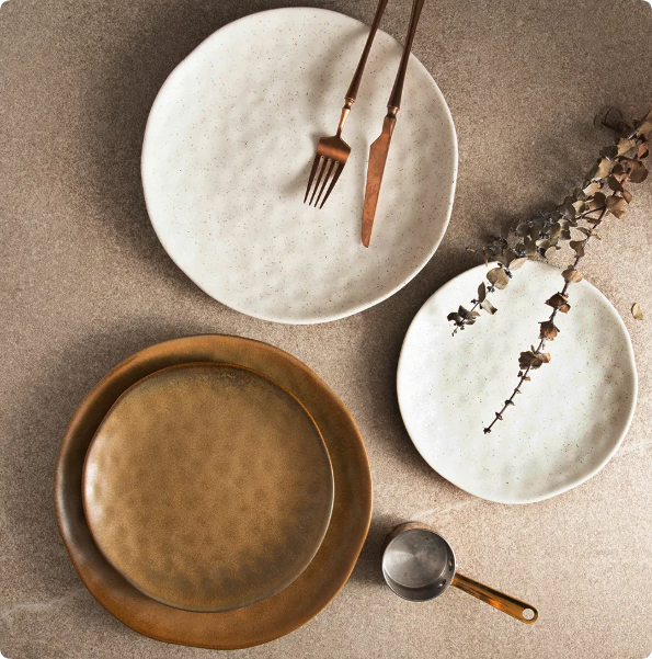 health stoneware ceramic dinner plate matte restaurant used catering durable dish porcelain nordic rustic speckle plate