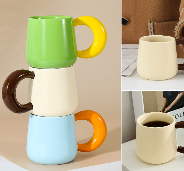 hot sale kol design porcelian factory ins ceramic clashing color mug (3)