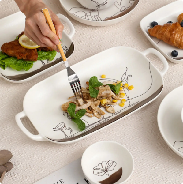 nordic style ceramic bowls and plates simple porcelain dinner sets wedding decoration for dining room table set dinnerware