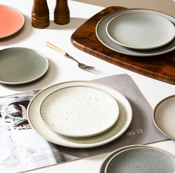 nordic style ceramic dinner plate restaurant porcelain steak plate retro personalized solid color household breakfast plates