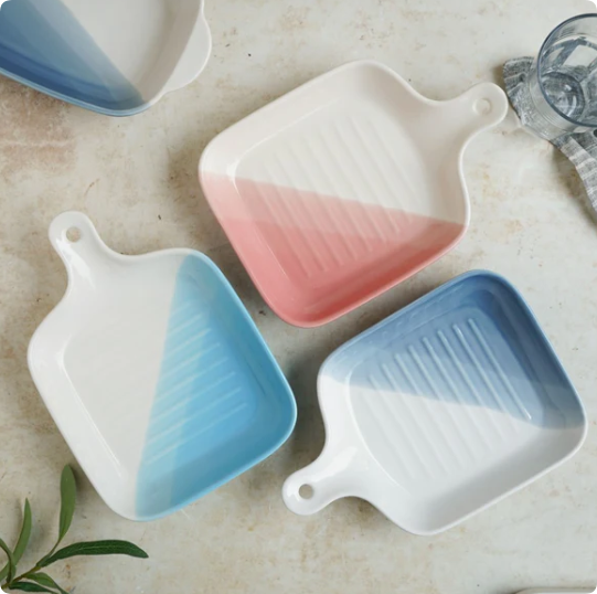 ombre patterned ceramic bakeware.