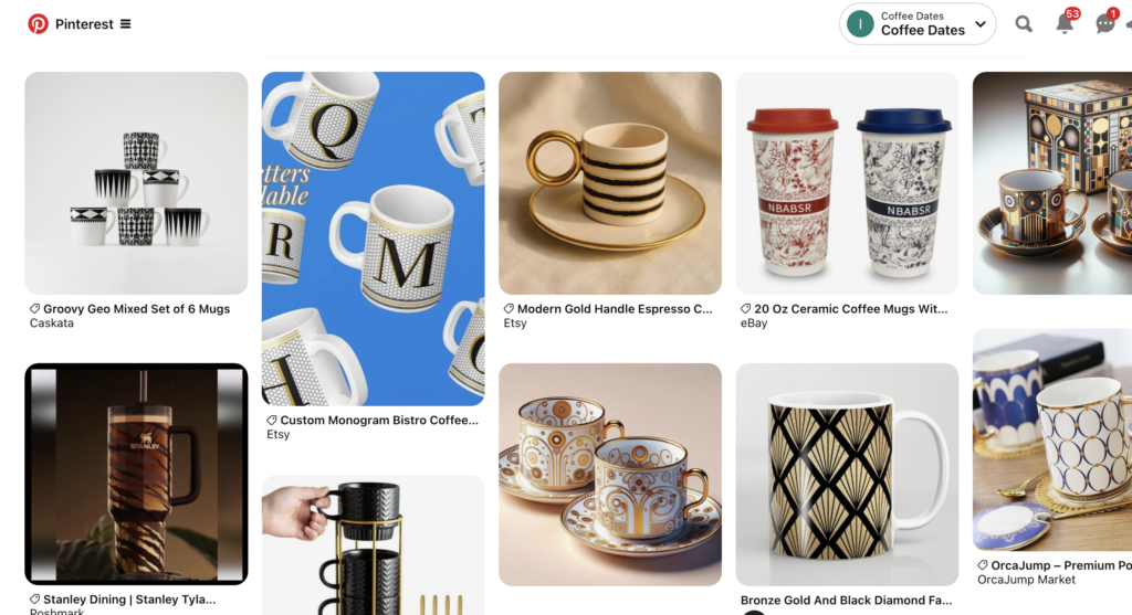 art deco latte mugs