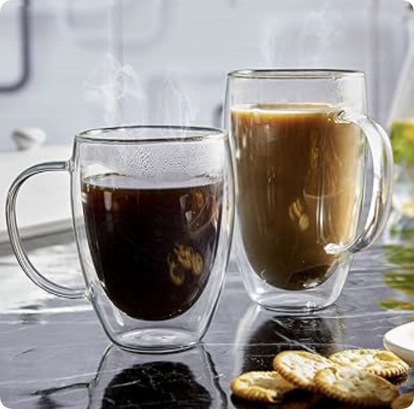 double walled glass mug