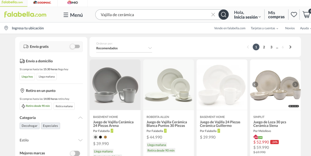 falabella vajilla de cerámica