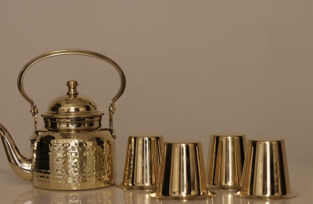 indian brass tea set