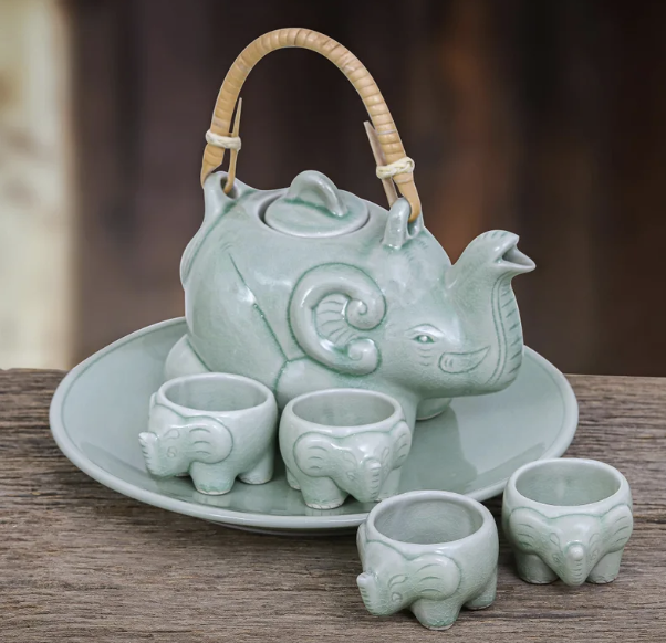 thai celadon tea set