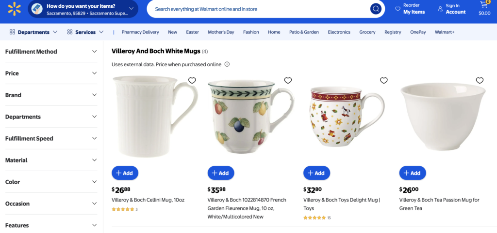 villeroy & boch coffee mug set in walmart