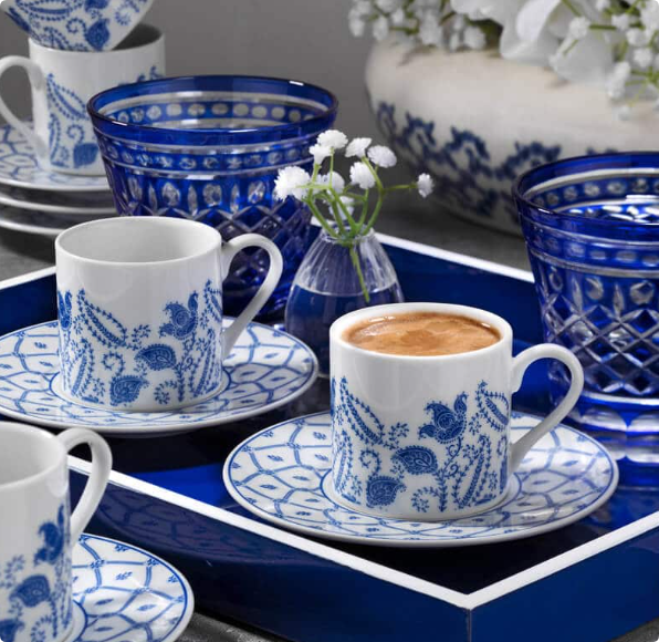 ceramic turkish coffee sets with traditional motifs