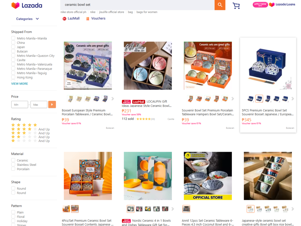 lazada ceramic bowl set