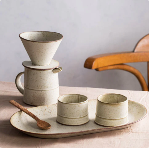 pour over set made of ceramic