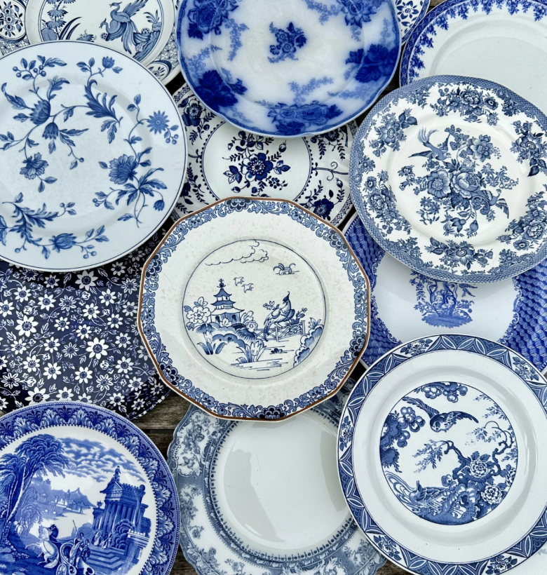blue and white porcelain plates