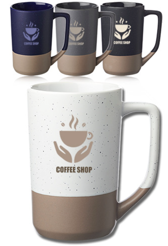 speckled glaze coffee cups logo